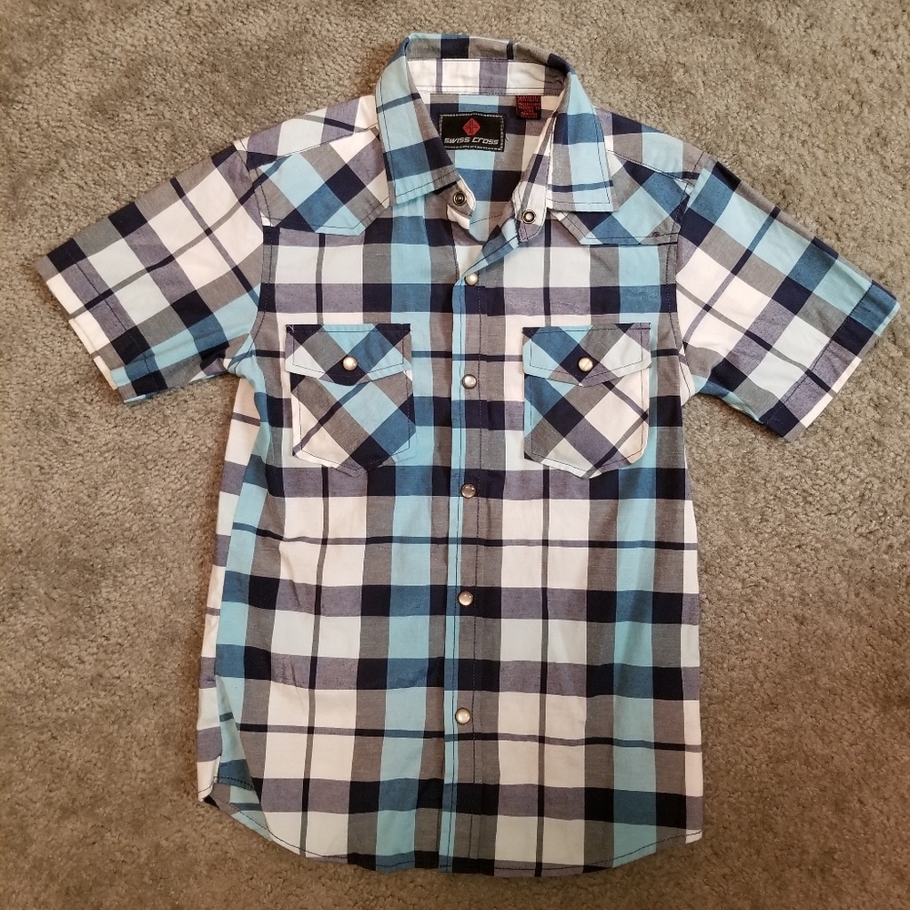Swiss Cross Plaid Button Down